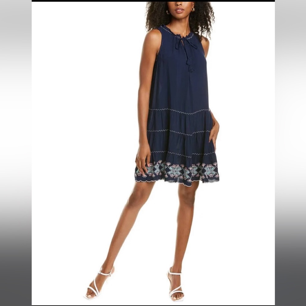 NWT Max Studio Tiered Embroidered Sleeveless Dress
